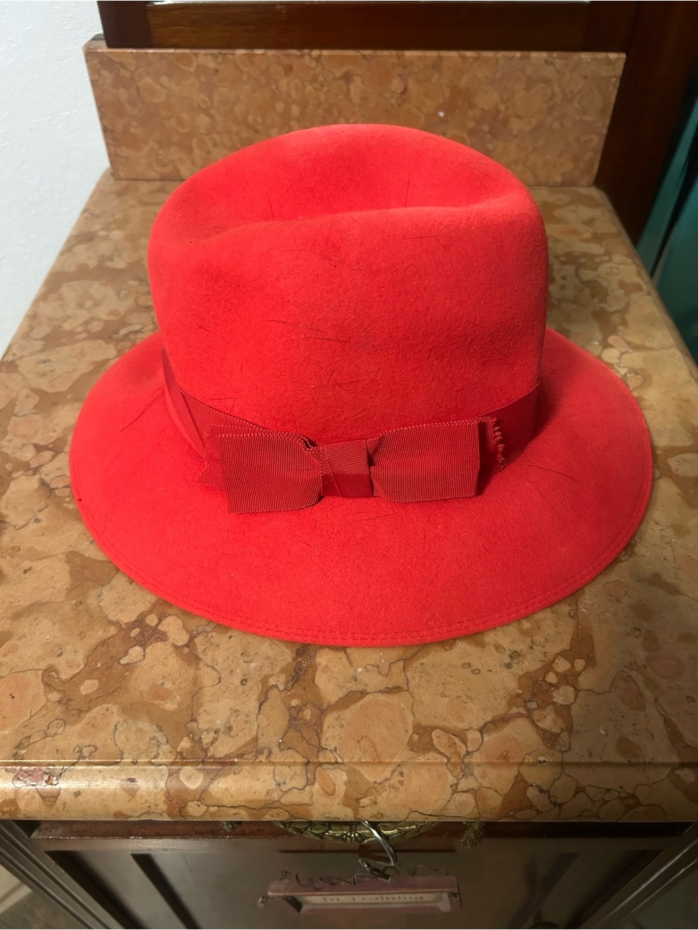Splendid Red Wool Fedora Hat